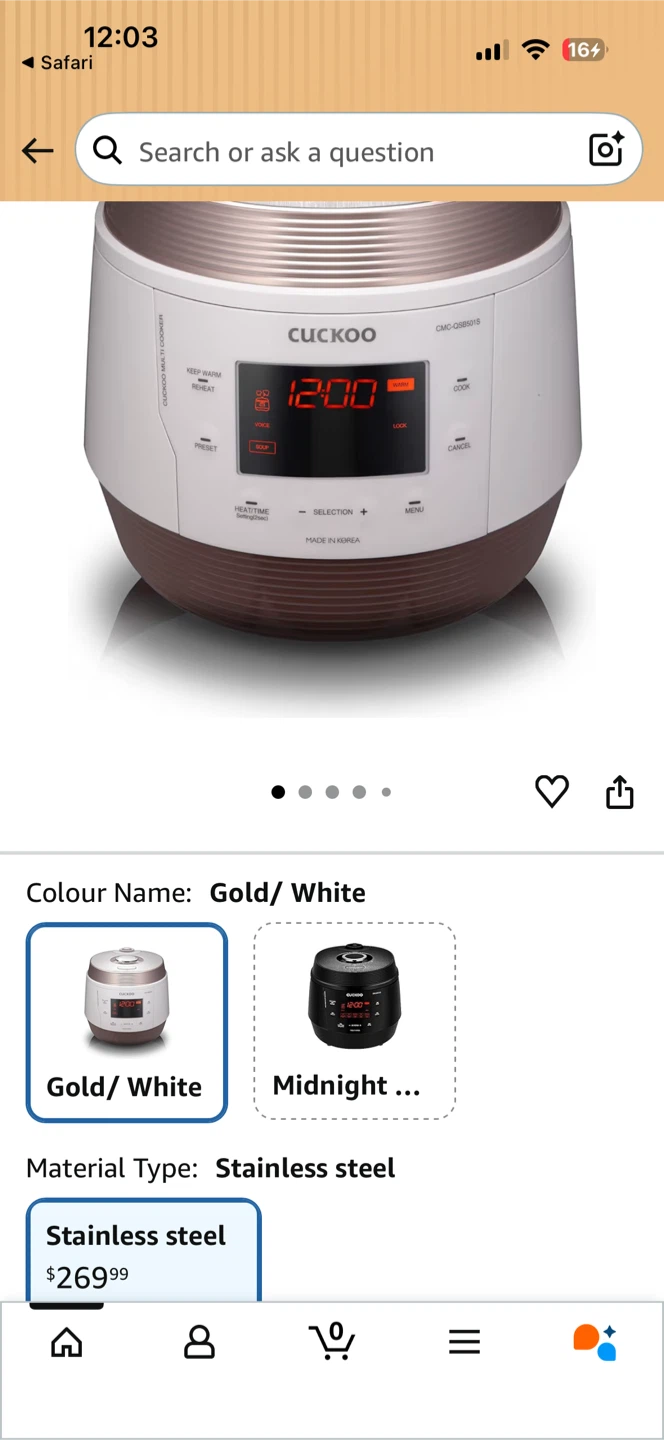 CUCKOO Electric Multi Pressure Cooker CMC-QS8501S Gold/White - photo 2