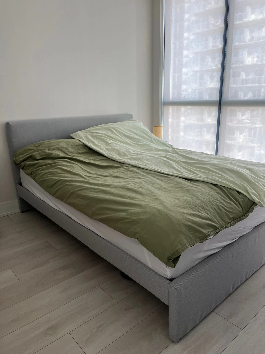 Grey Upholstered Bed Frame / Queen size