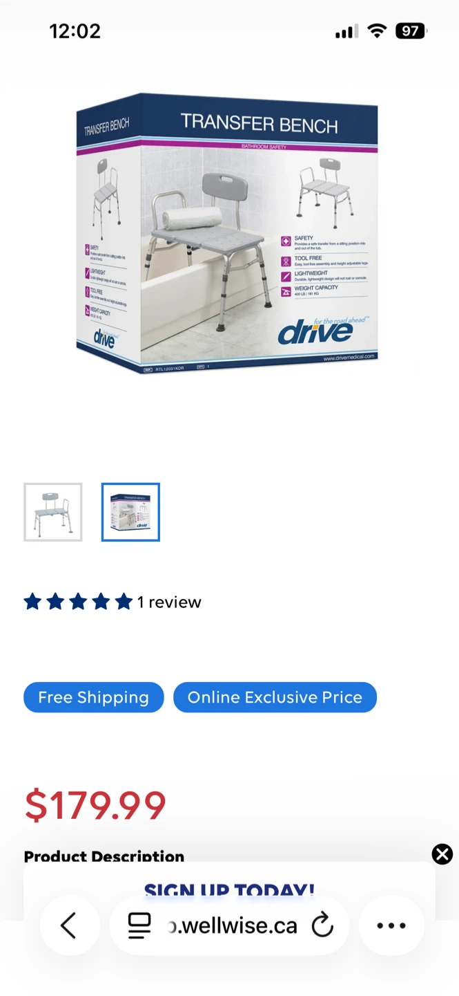 Drive Medical Transfer Bench