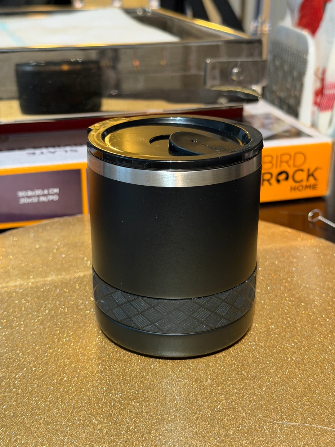 Black rocks glass Insulated Tumbler with Lid
