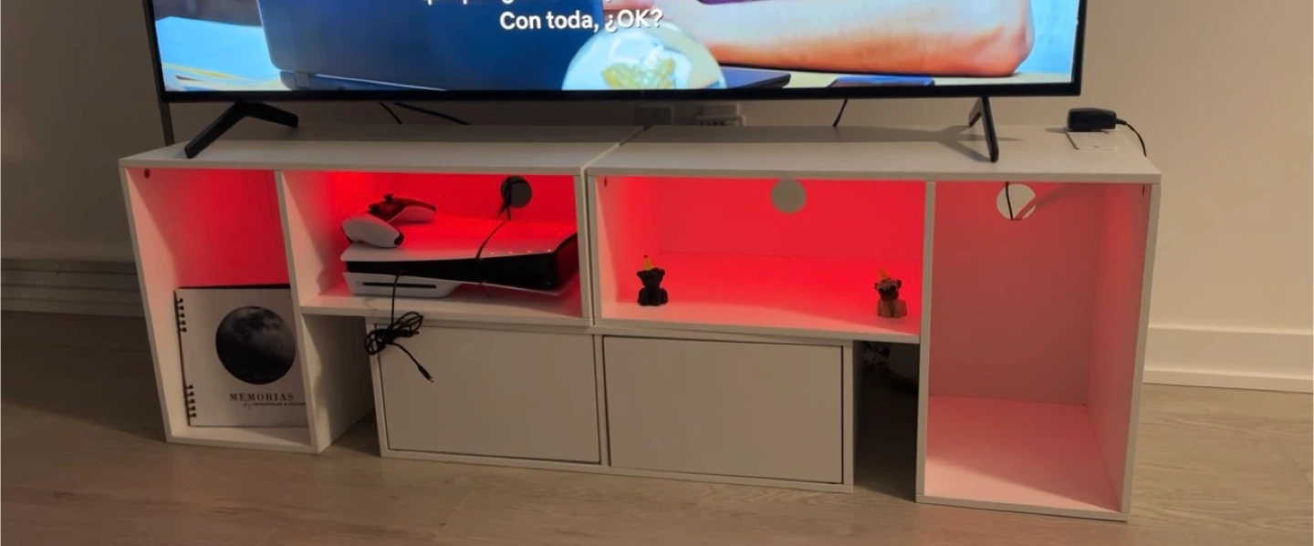 White TV Stand with LED Strip - photo 5