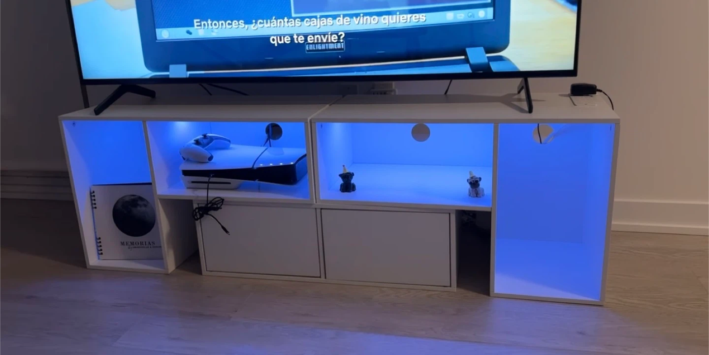 White TV Stand with LED Strip