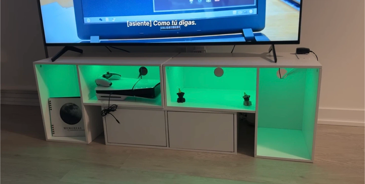 White TV Stand with LED Strip - photo 4