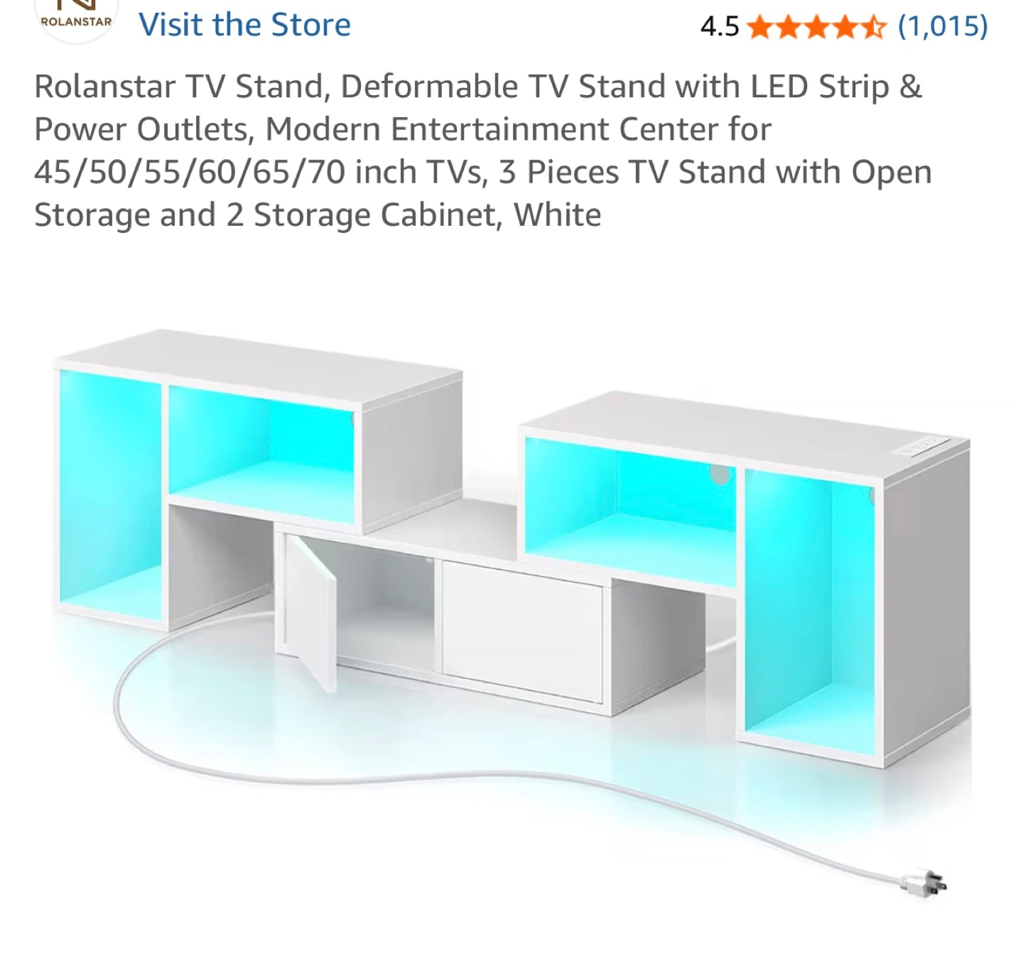 White TV Stand with LED Strip - photo 3