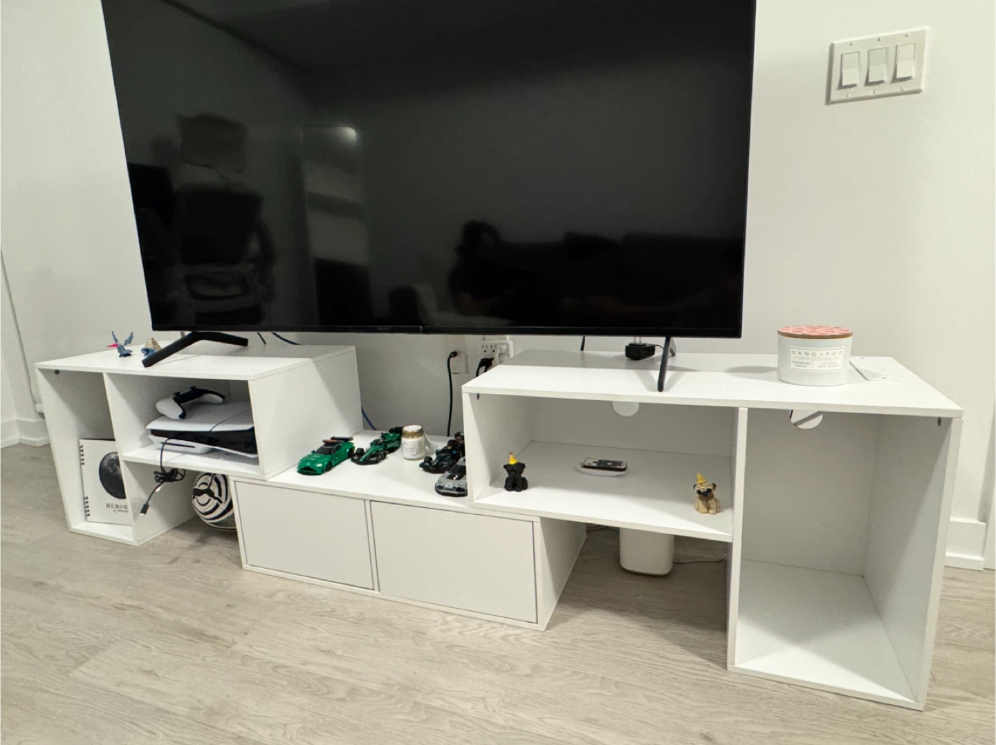 White TV Stand with LED Strip - photo 2