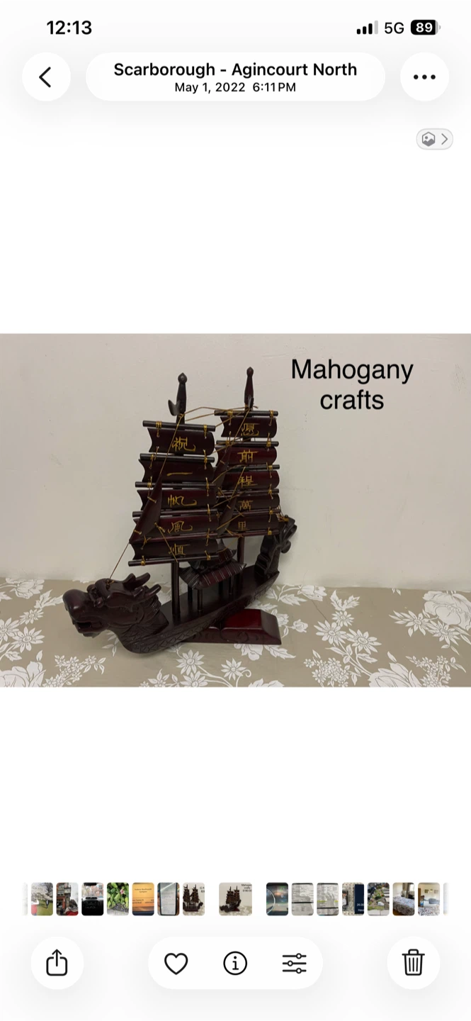 Mahogany Crafts Dragon Ship Decoration