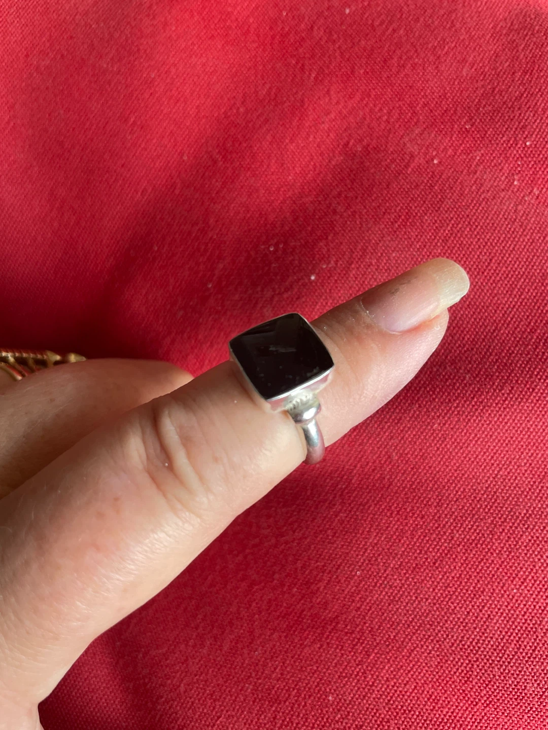 Sterling Silver Ring with Onyx Size 6.5