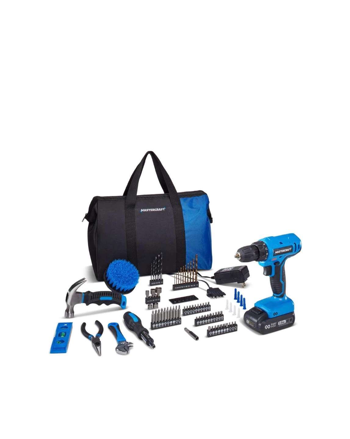 Mastercraft Cordless Drill and Tool Set with Bag