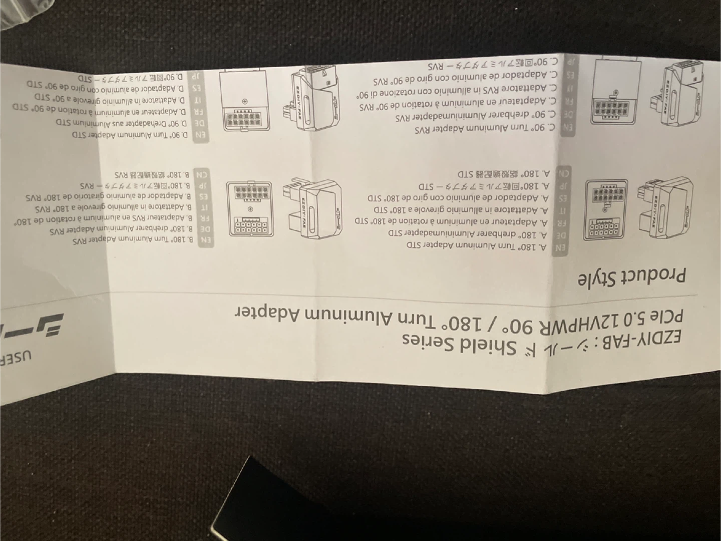 EZDIY-FAB PCIe 5.0 12VHPWR 90° / 180° Turn Aluminum Adapter - photo 2