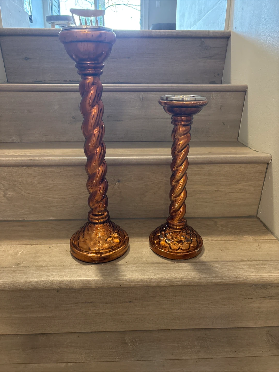 Copper Coloured Twisted Candle Holders (Set of 2) - photo 3
