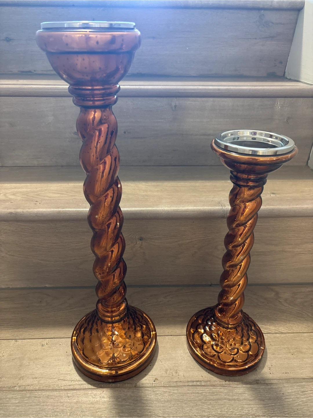 Copper Coloured Twisted Candle Holders (Set of 2) - photo 4
