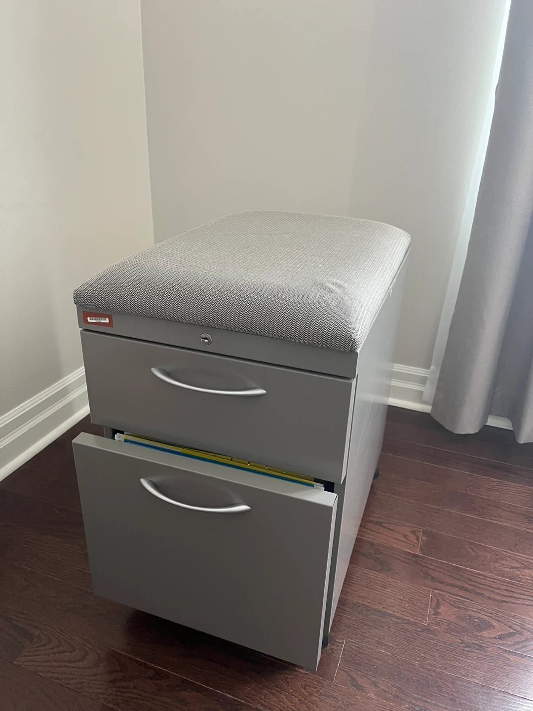 2-Drawer Filing Cabinet with Padded Seat