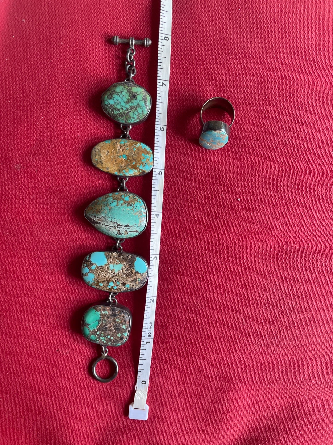 Turquoise Sterling Silver Bracelet and Ring Set - photo 2