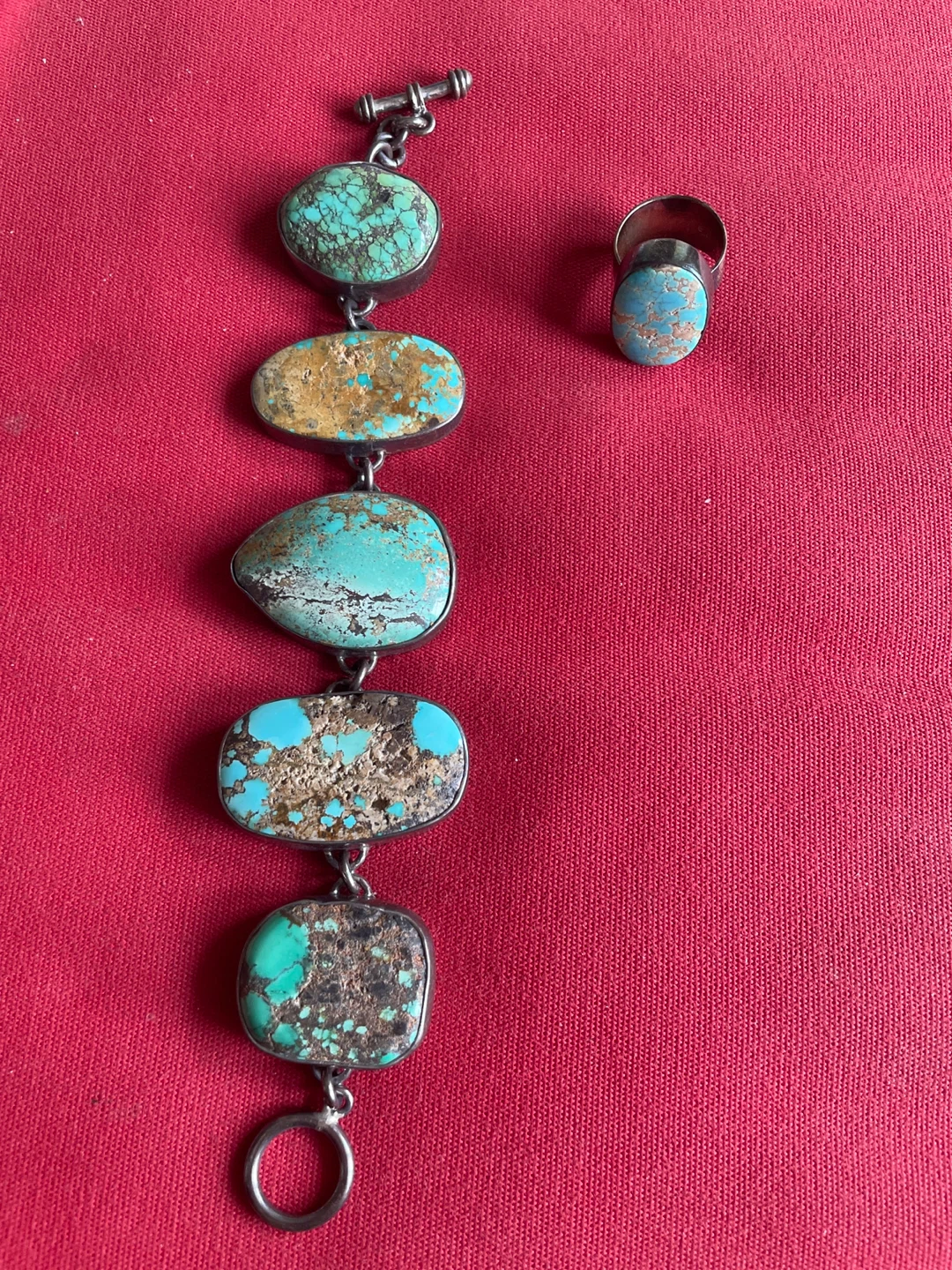 Turquoise Sterling Silver Bracelet and Ring Set