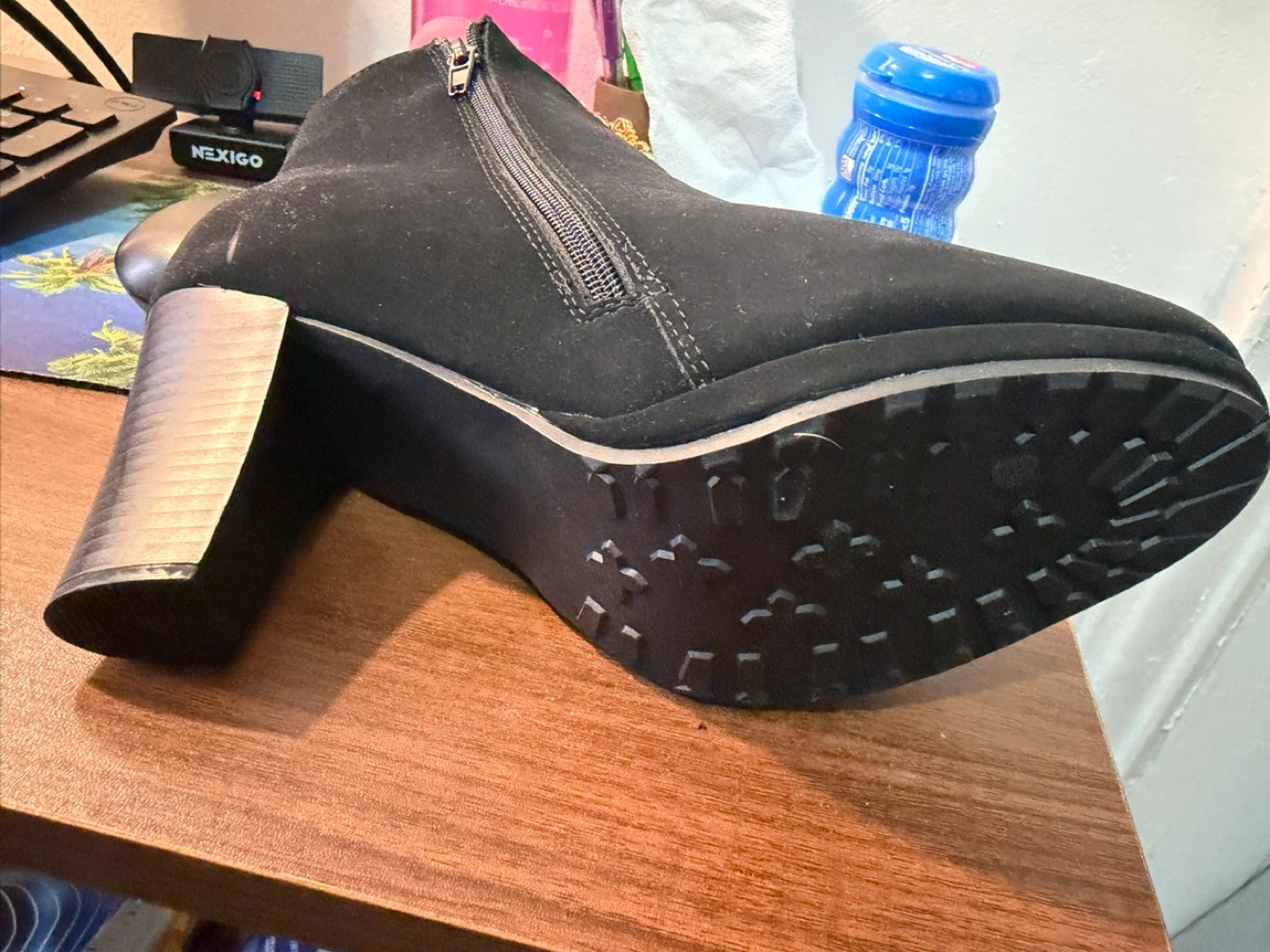 Black Suede Heeled Ankle Boots - photo 2