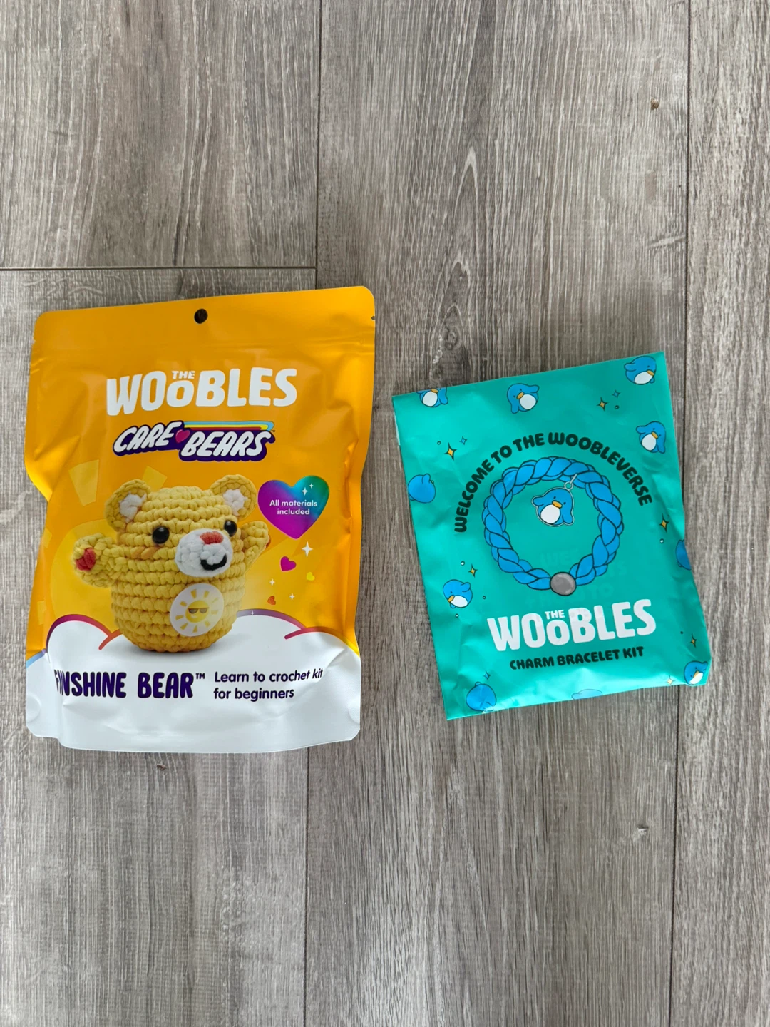 The Woobles "Sunshine Bear" Crochet Kit & Charm Bracelet Kit