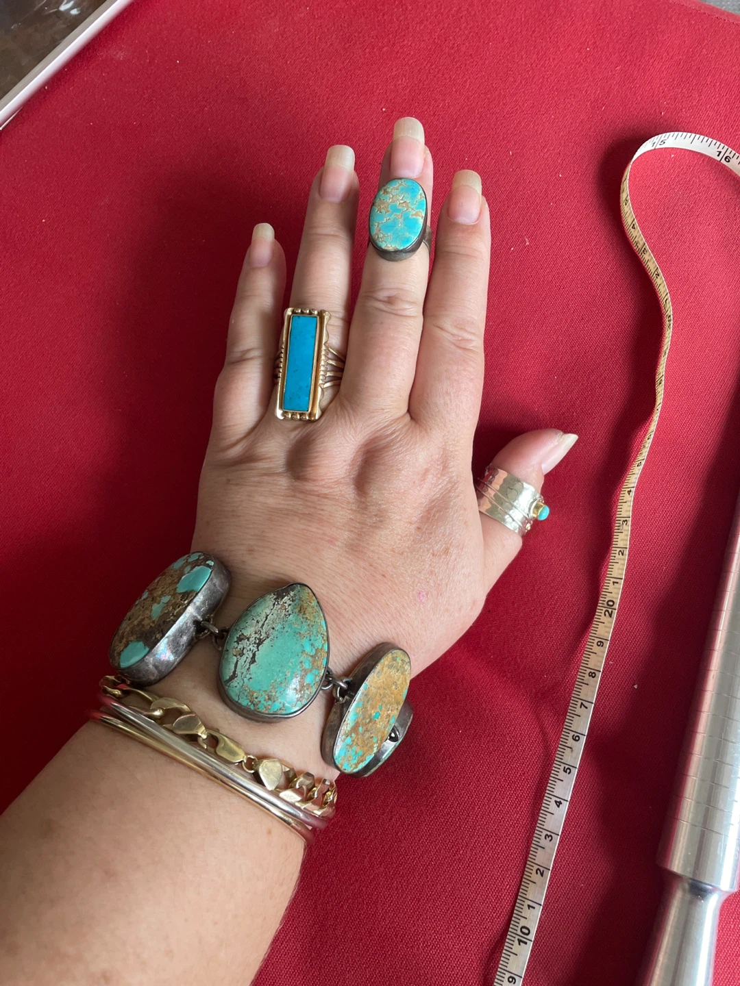 Turquoise Sterling Silver Bracelet and Ring Set - photo 5