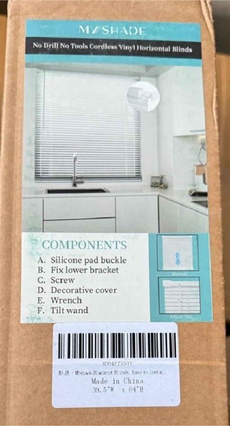 MY SHADE Cordless Vinyl Blinds, (39.5”x64”) - photo 4