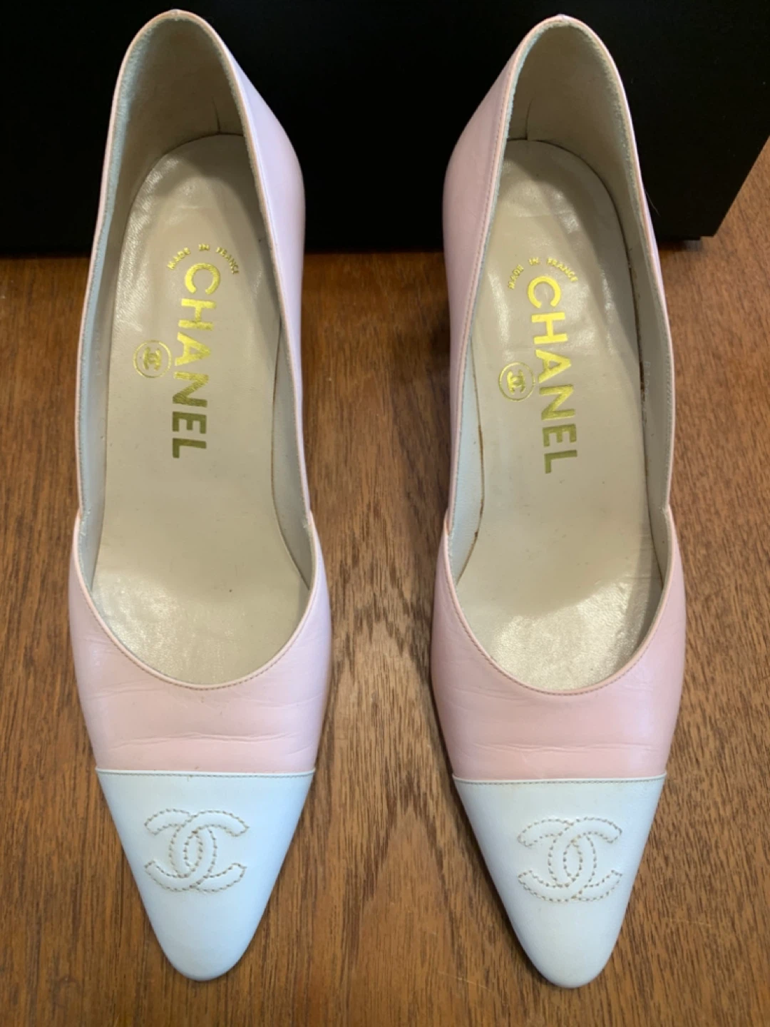 Chanel Pink & White Cap Toe Heels Size 36