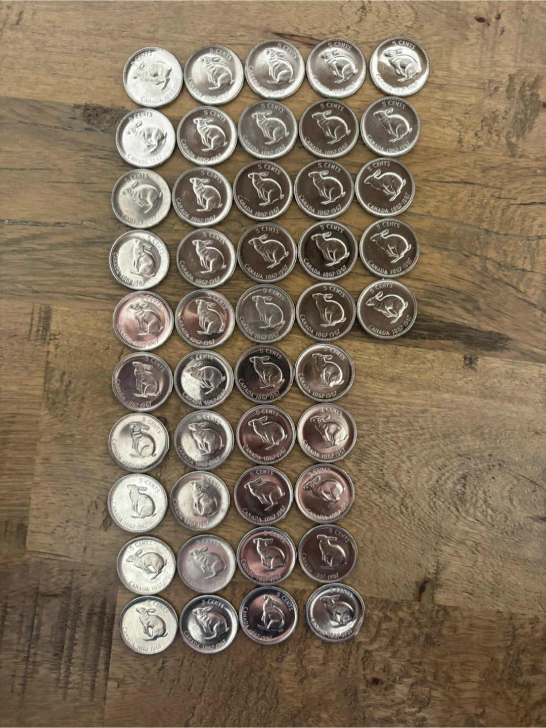 1967 Canadian Centennial Rabbit Nickels – Bright Lot