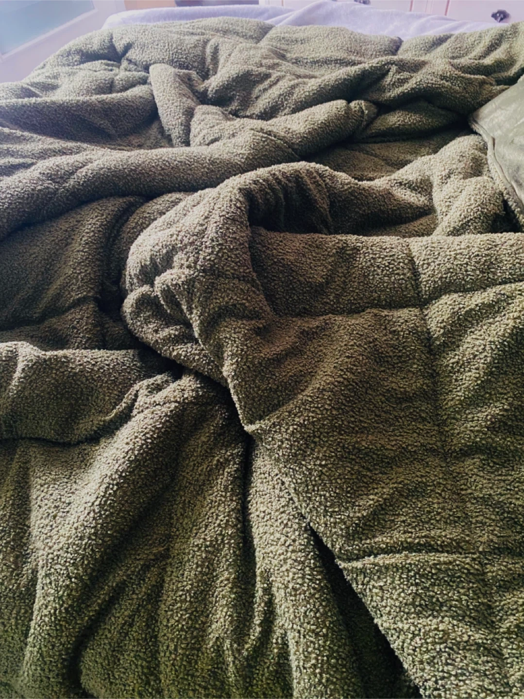 forest green comforter & pillow covers, black sheet included