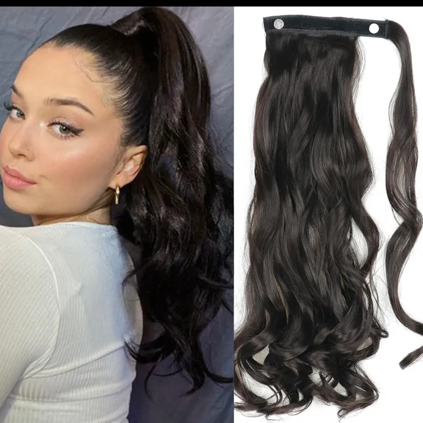 Dark Brown Wavy Clip-in Ponytail Extension