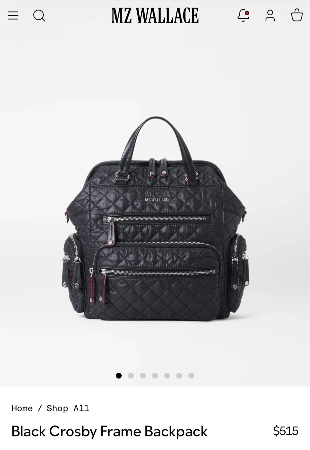 MZ Wallace Black Crosby Frame Backpack