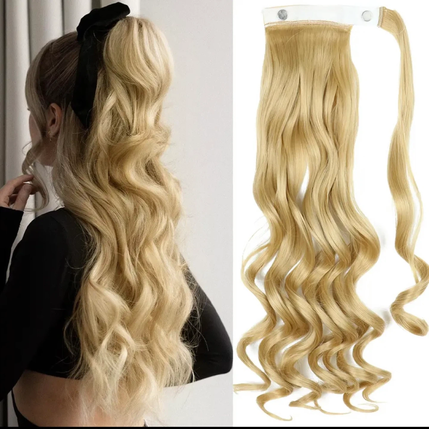 Wavy Blonde Wrap-Around Ponytail Extension