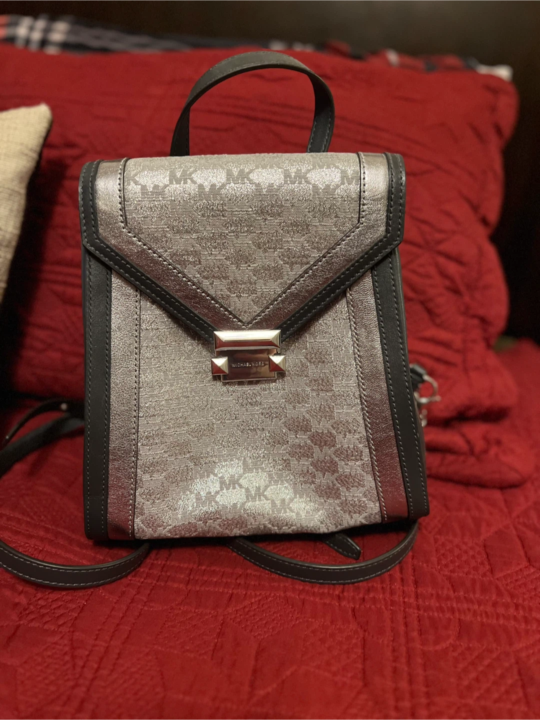 Michael Kors Backpack - Silver MK Logo