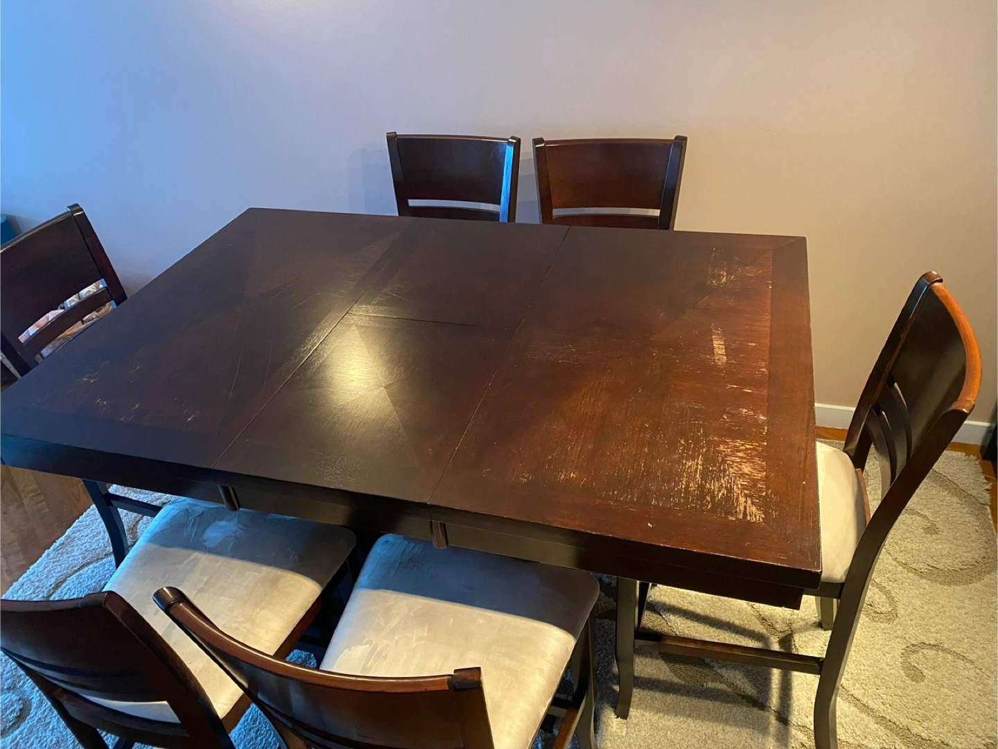 Dark Wood Dining Table with 6 Chairs - photo 2