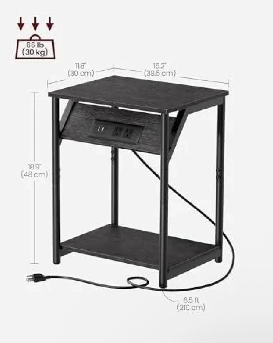 LEnd Table with Charging Station (minor dent) - photo 3