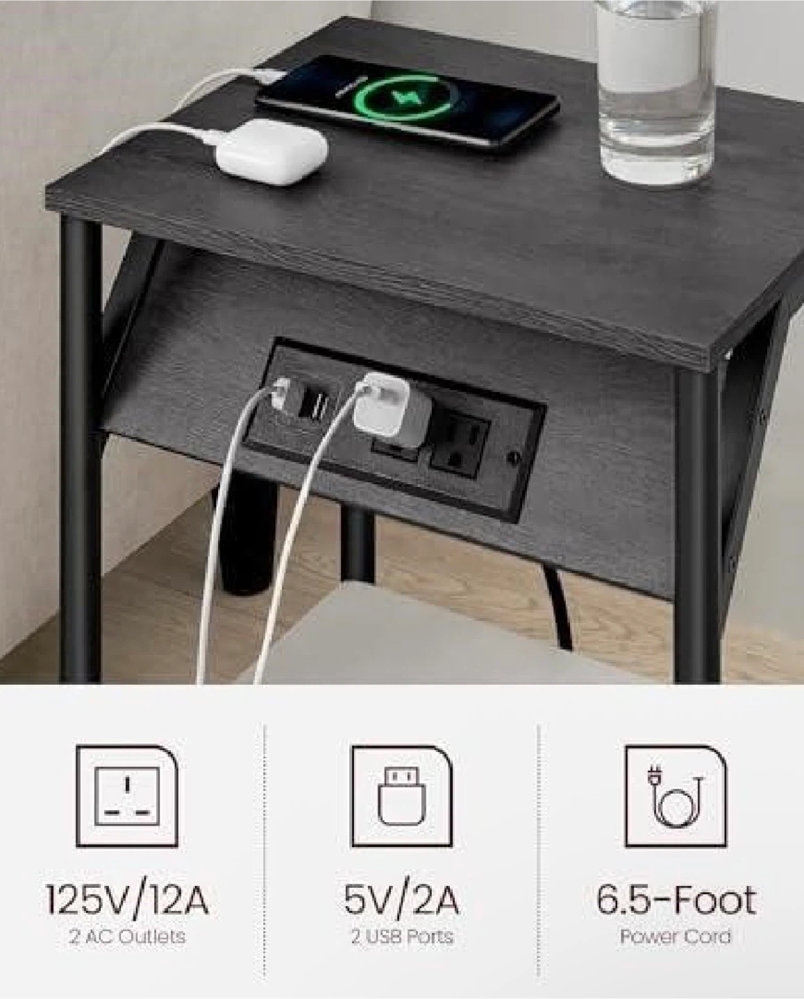 LEnd Table with Charging Station (minor dent) - photo 4
