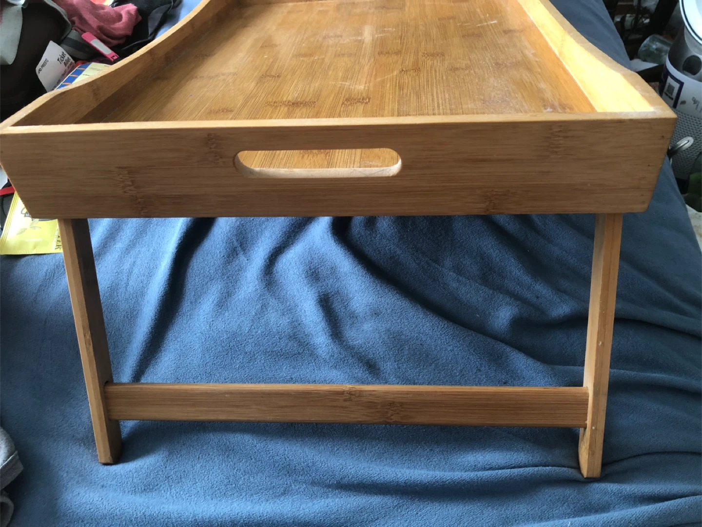 Bamboo Bed Tray with Foldable Legs - photo 2