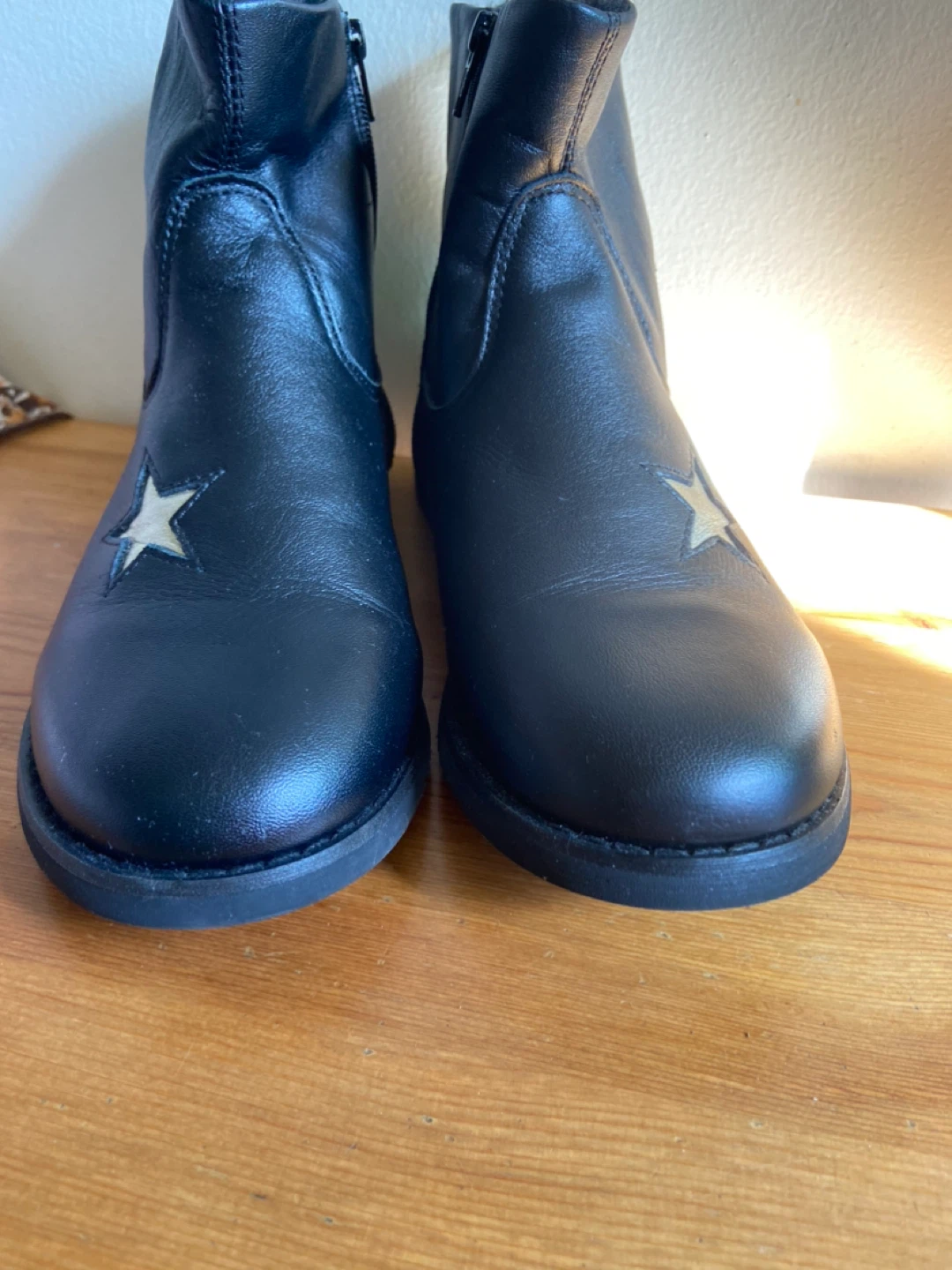 Old Soles Black Leather Star Boots Size 35