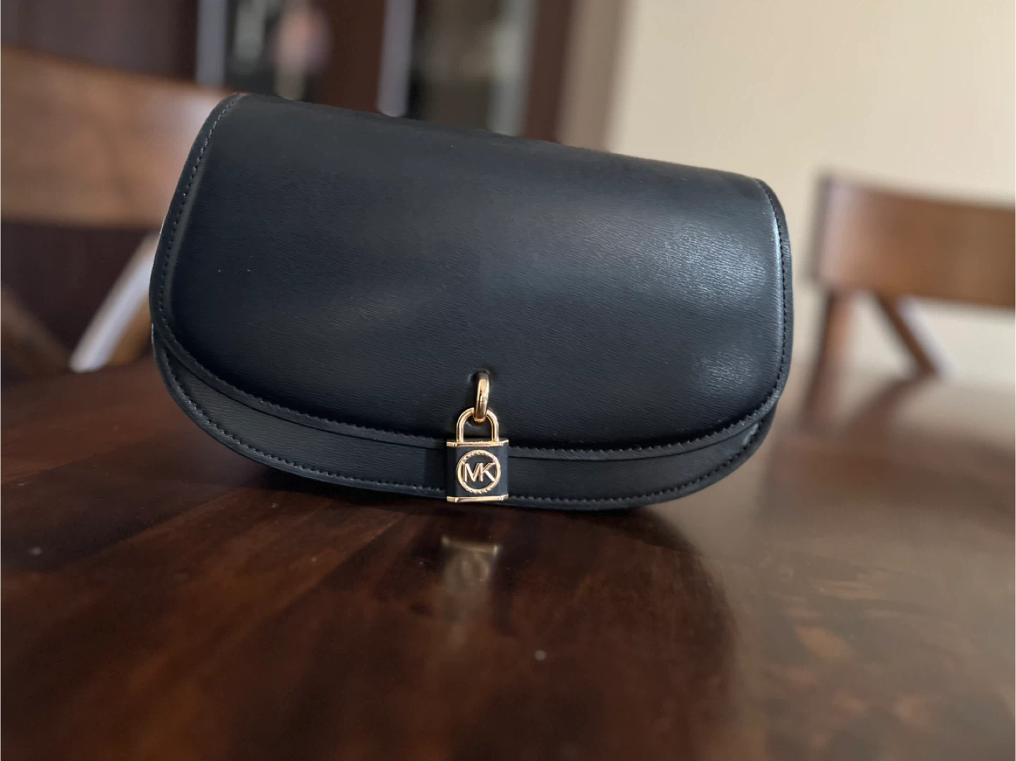 Michael Kors Mila Black Leather Shoulder Bag