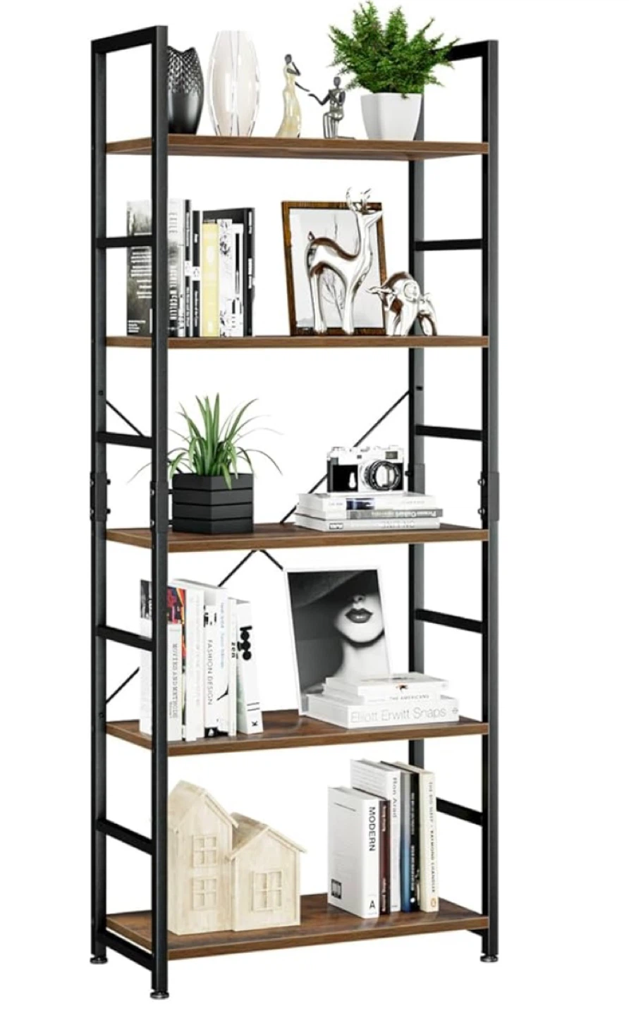 5 Tier Bookshelf - Industrial Style