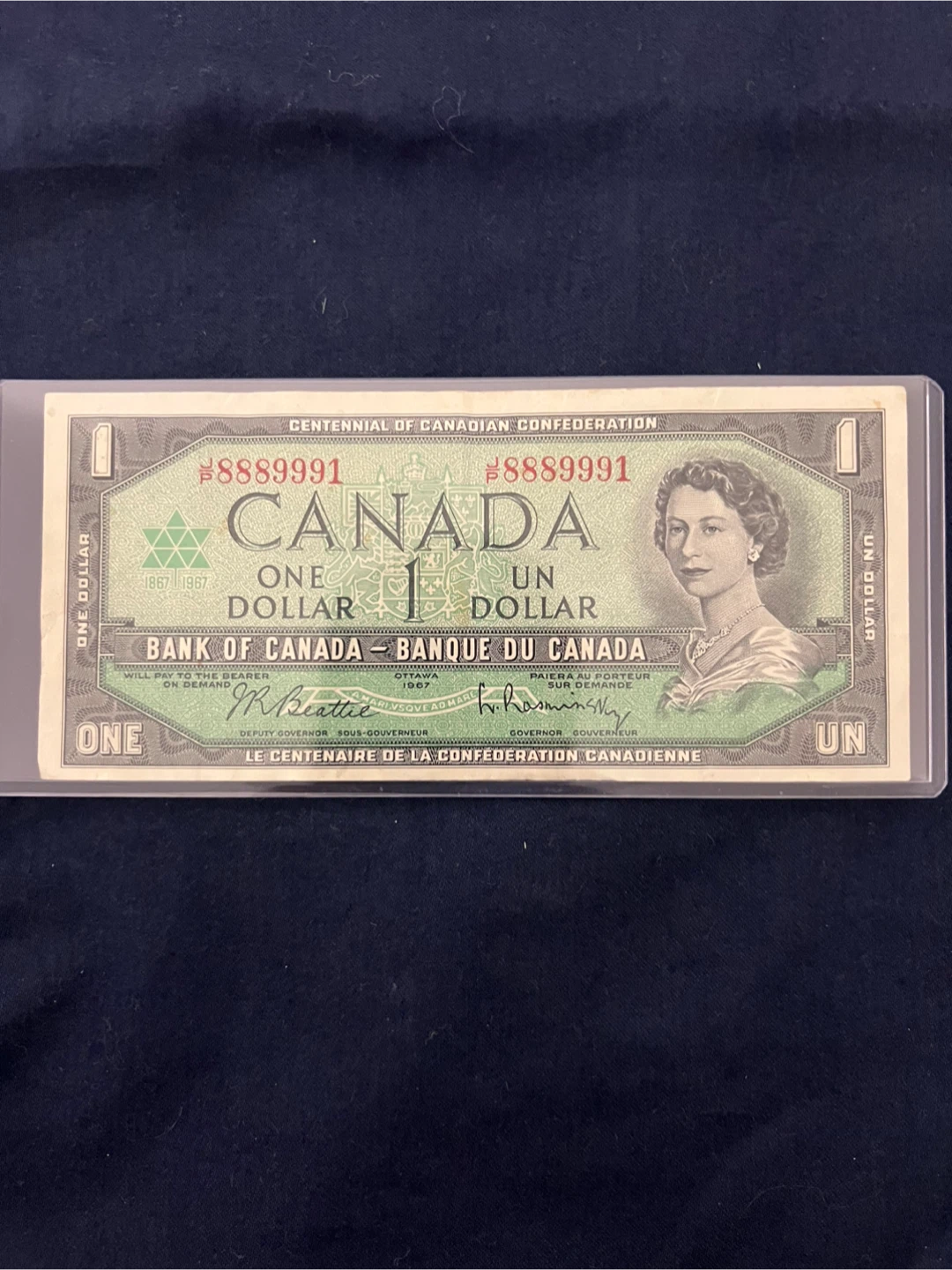 Rare Serial # 1967 1$ bill