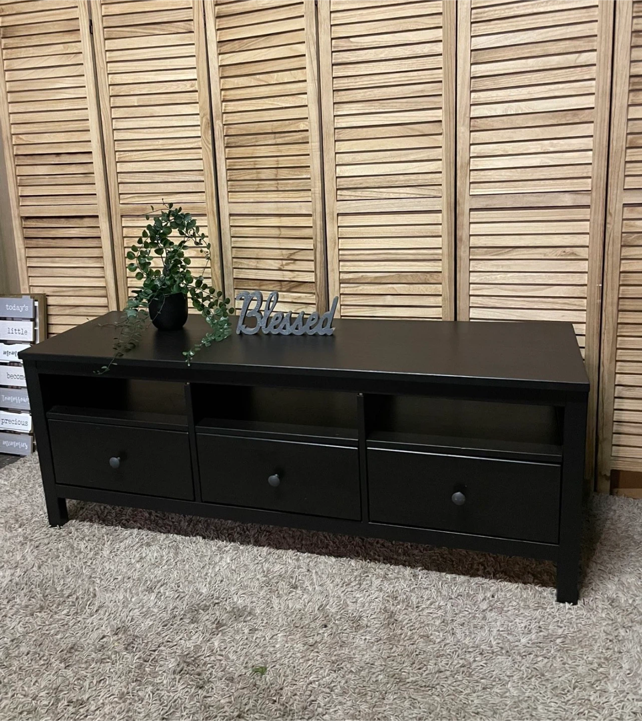 Black TV Stand with Drawers - photo 2