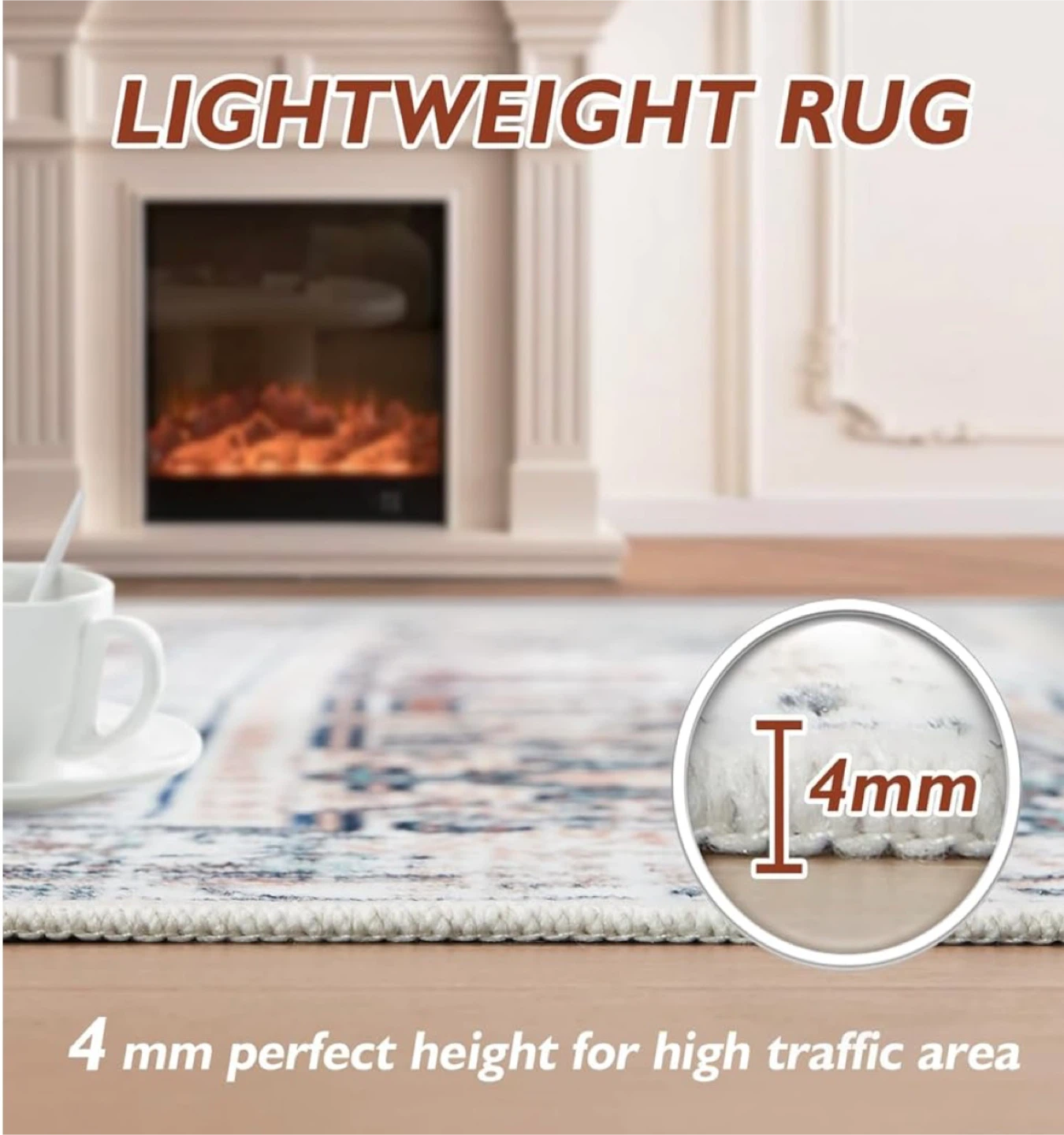 Ultra-Thin Washable Vintage Area Rug, 5x7’ - photo 4