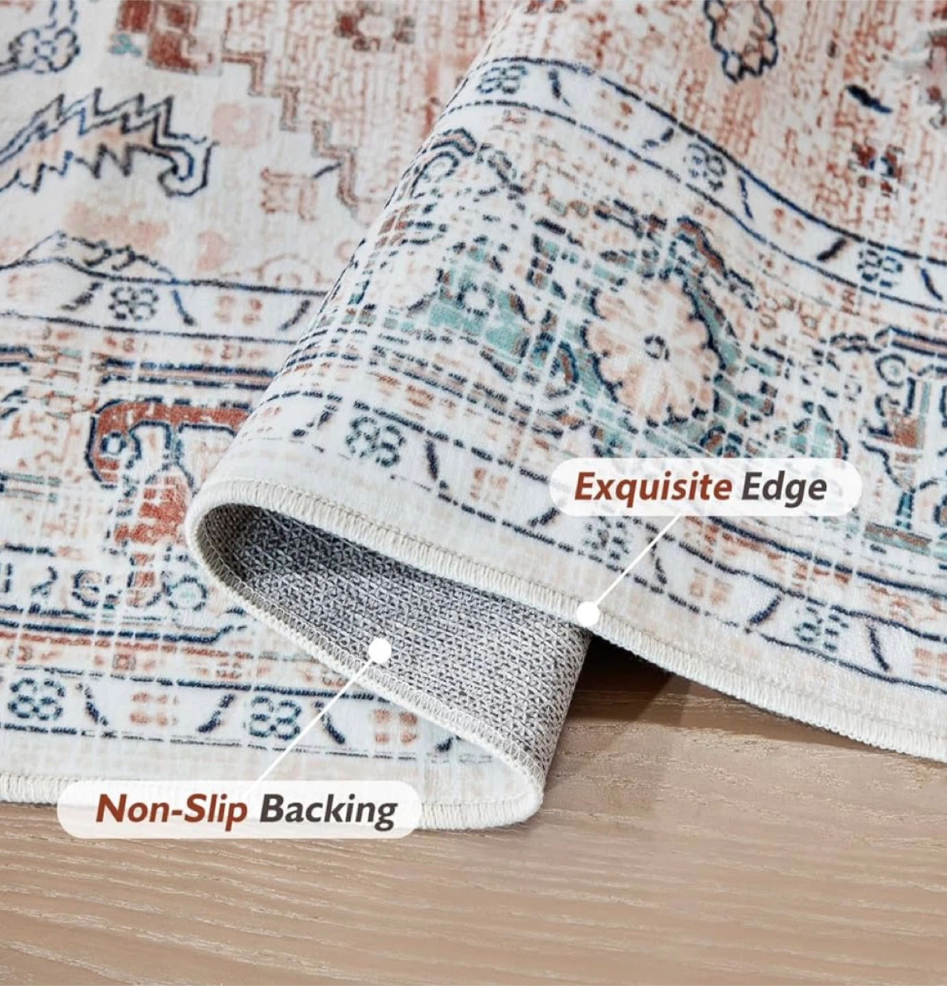 Ultra-Thin Washable Vintage Area Rug, 5x7’ - photo 3