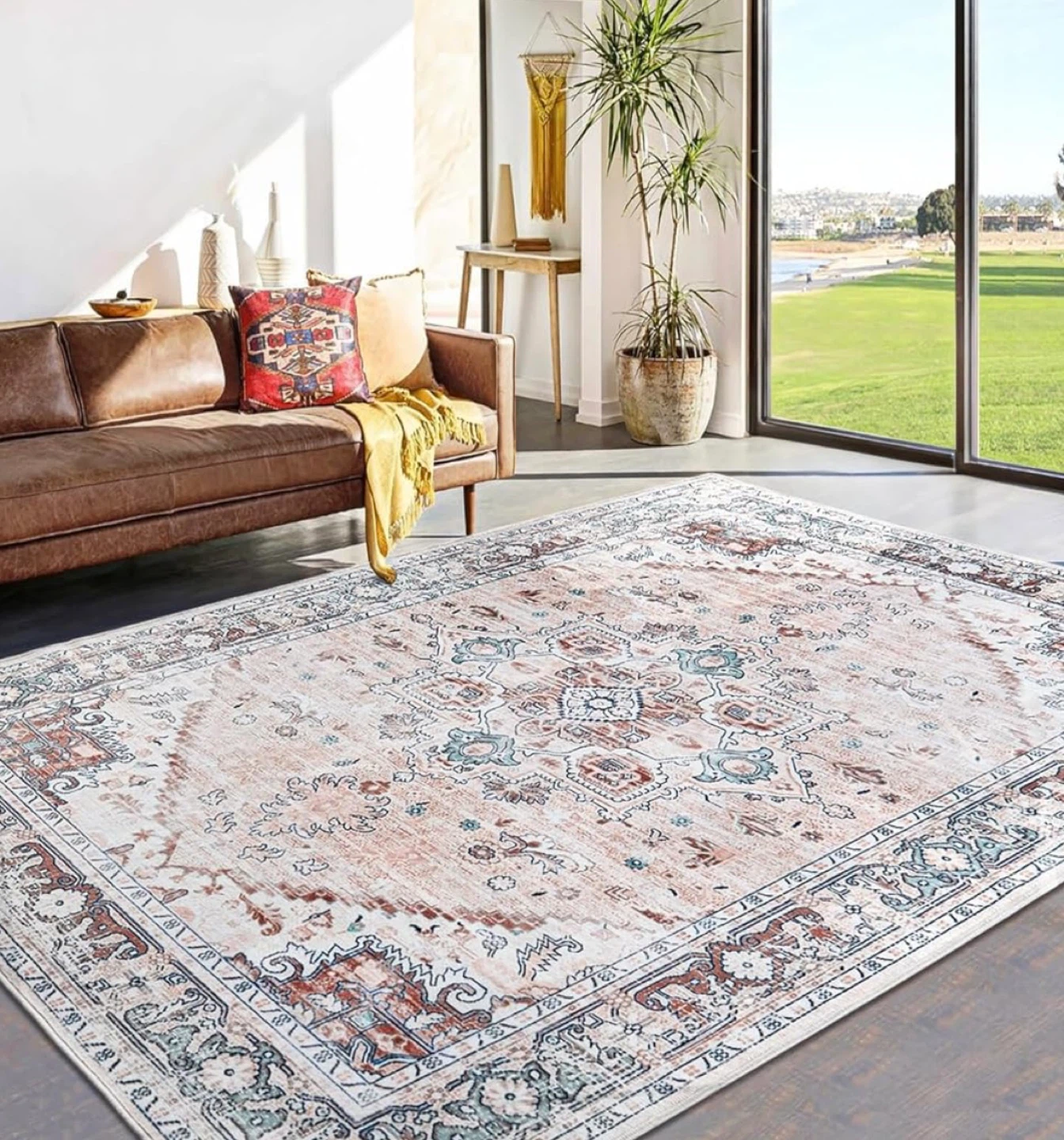 Ultra-Thin Washable Vintage Area Rug, 5x7’