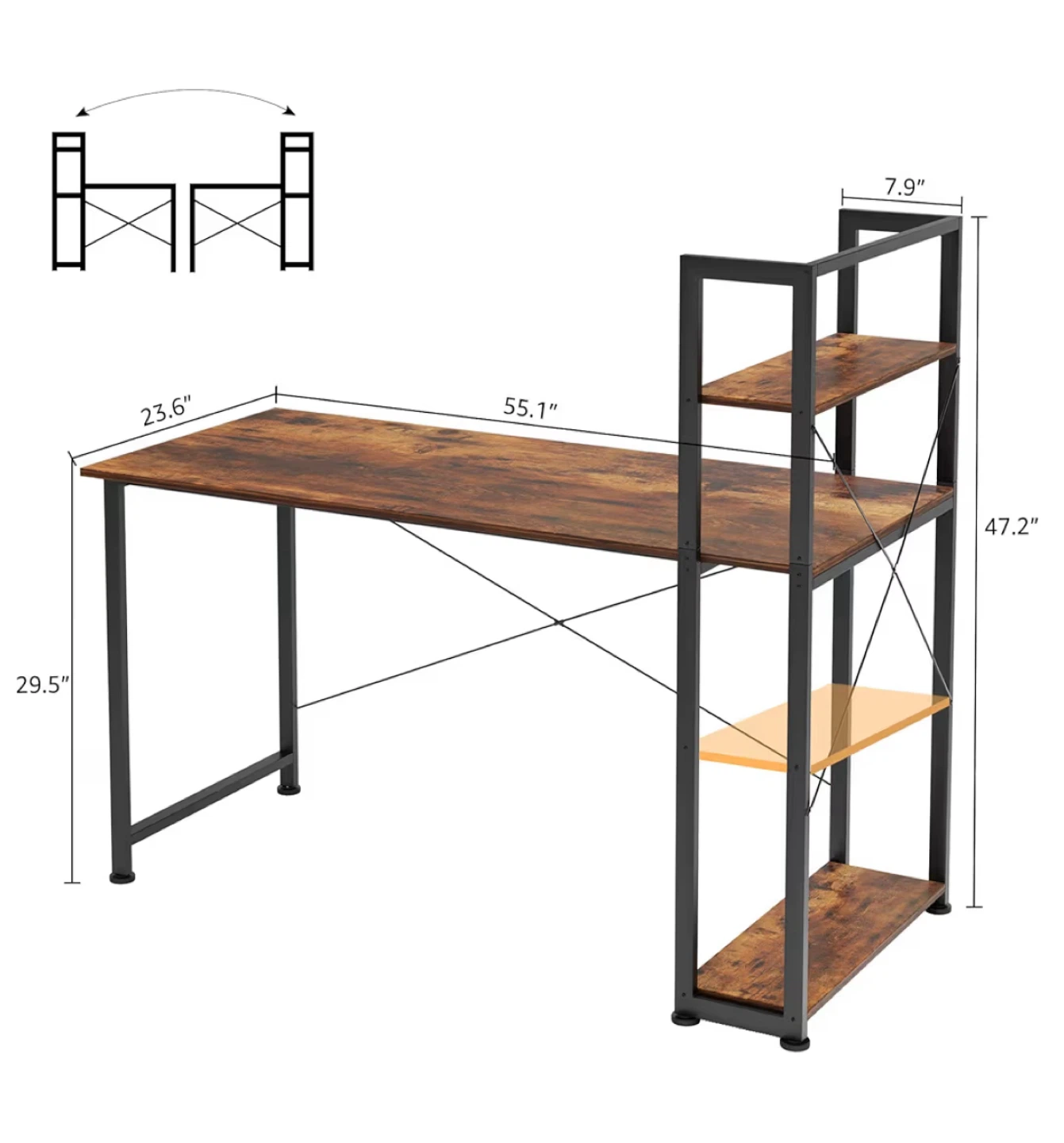 Computer Desk with Bookshelf - photo 2