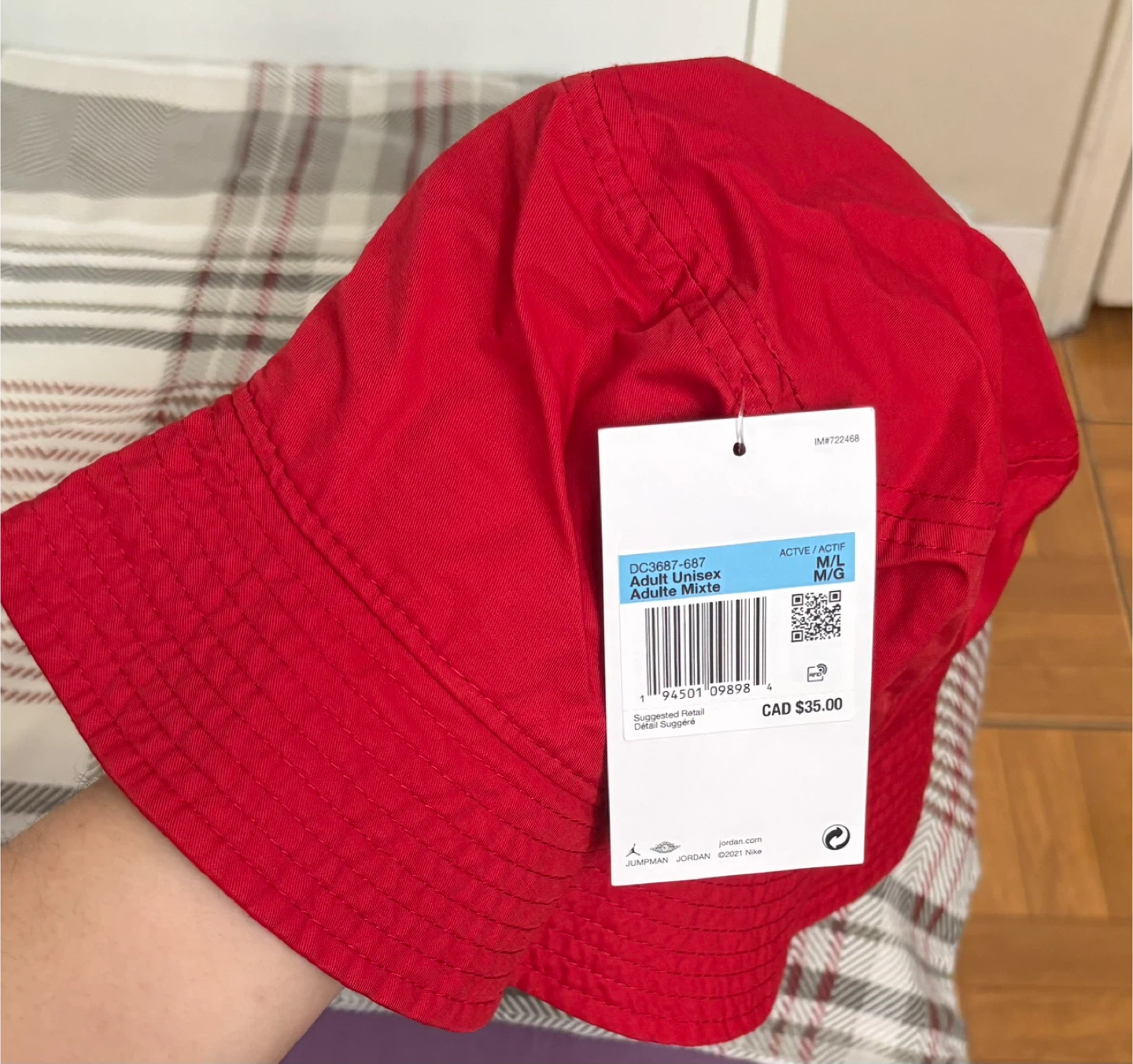 Adult Unisex Jordan Jumpman Washed Bucket Hat - Red - photo 5