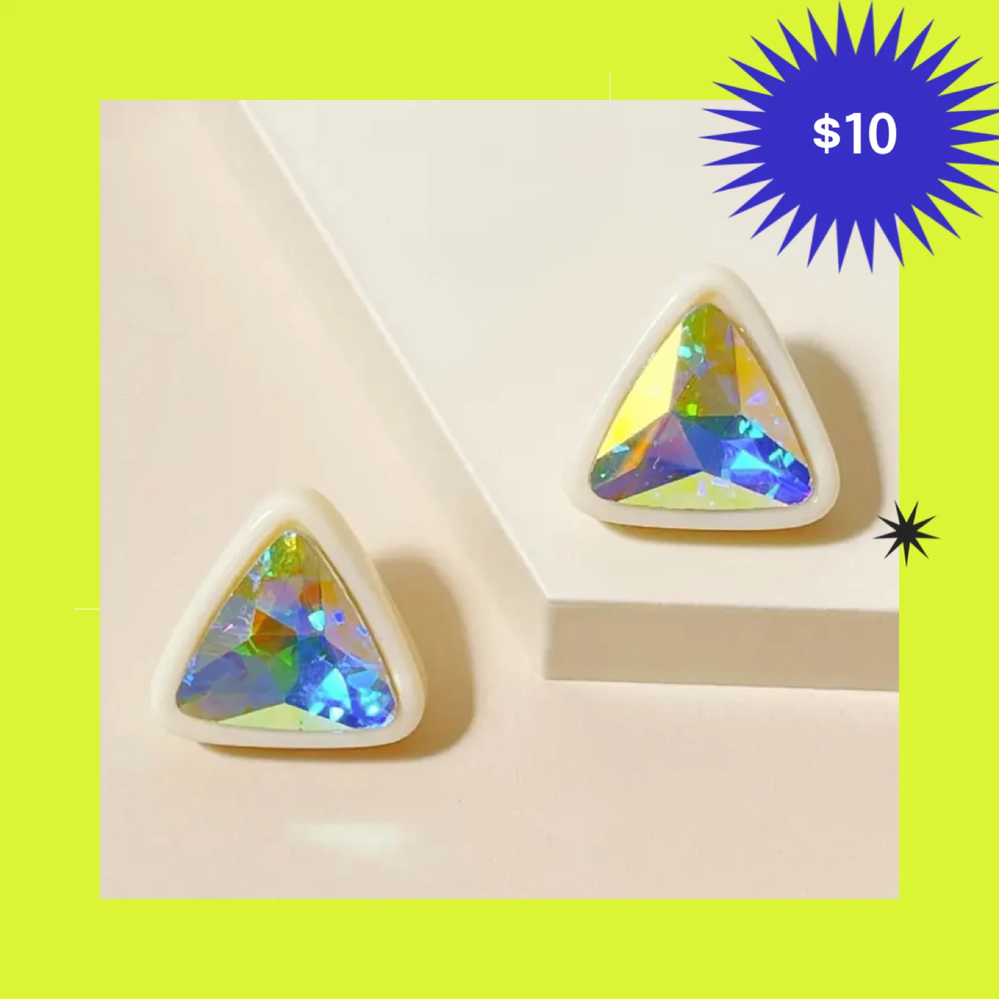 Iridescent Triangle Stud Earrings
