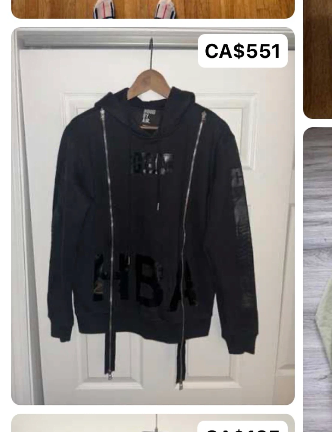Black Zip-Up Hoodie with Graphic Detail - photo 3
