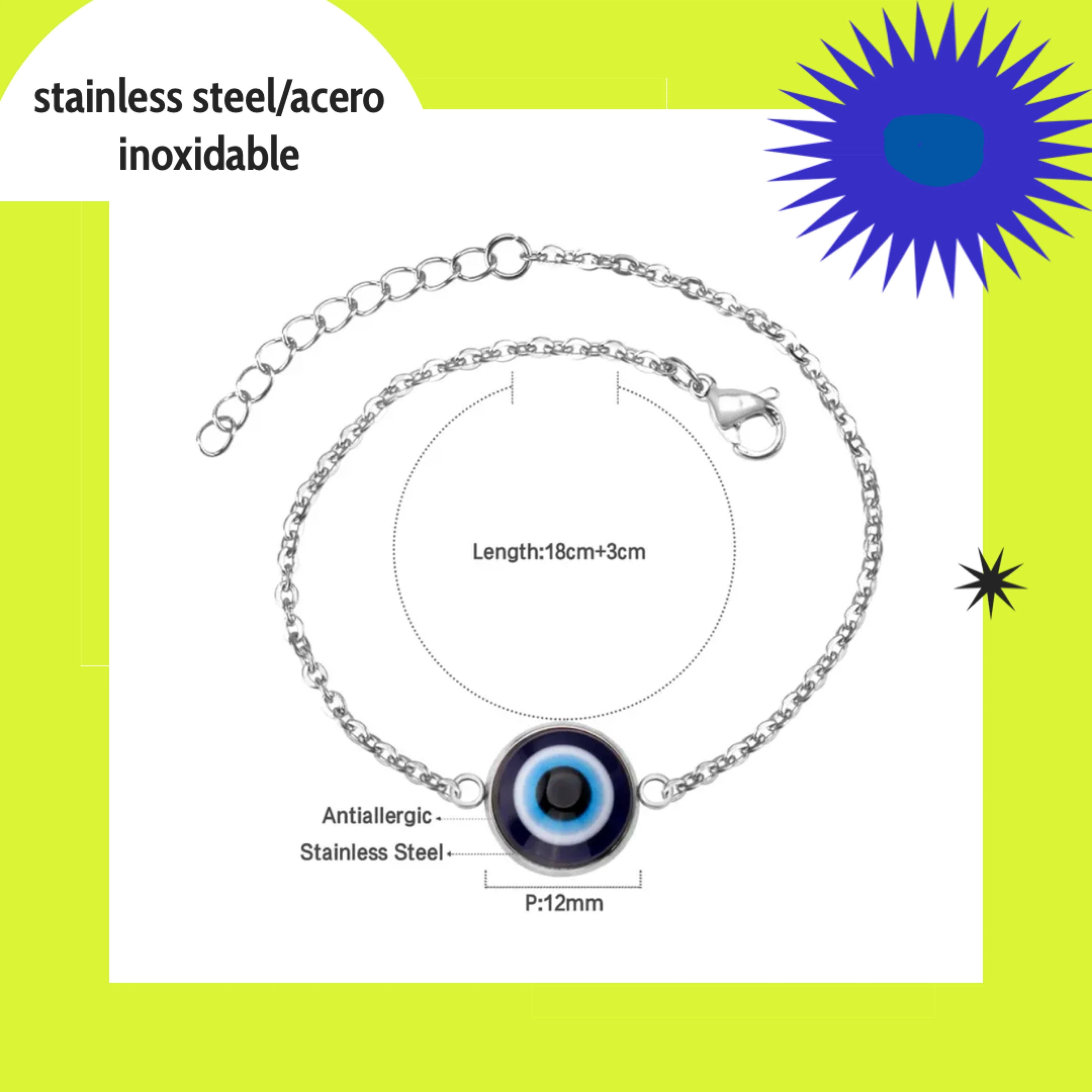 Stainless Steel Evil Eye Bracelet