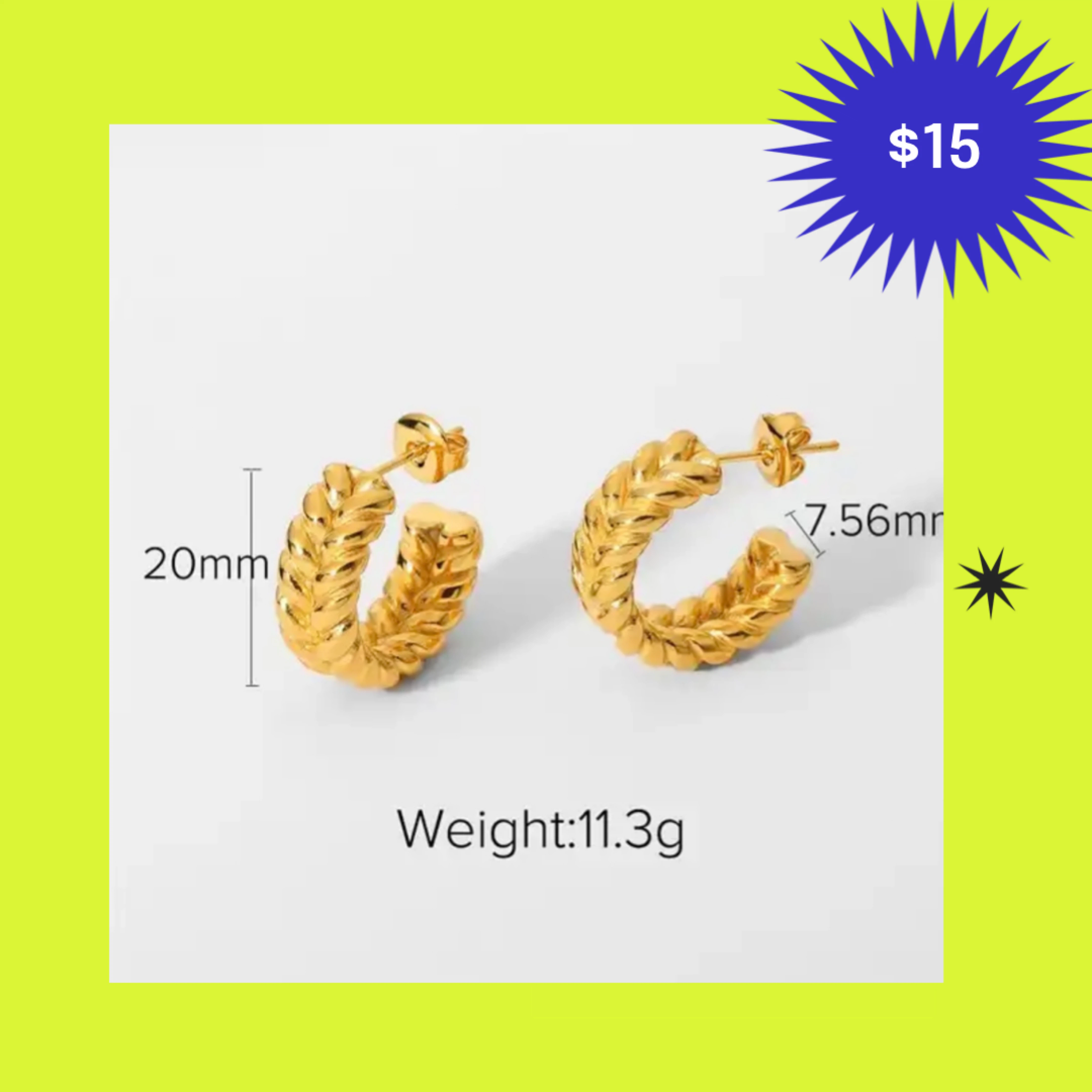 Gold Rope Hoop Earrings