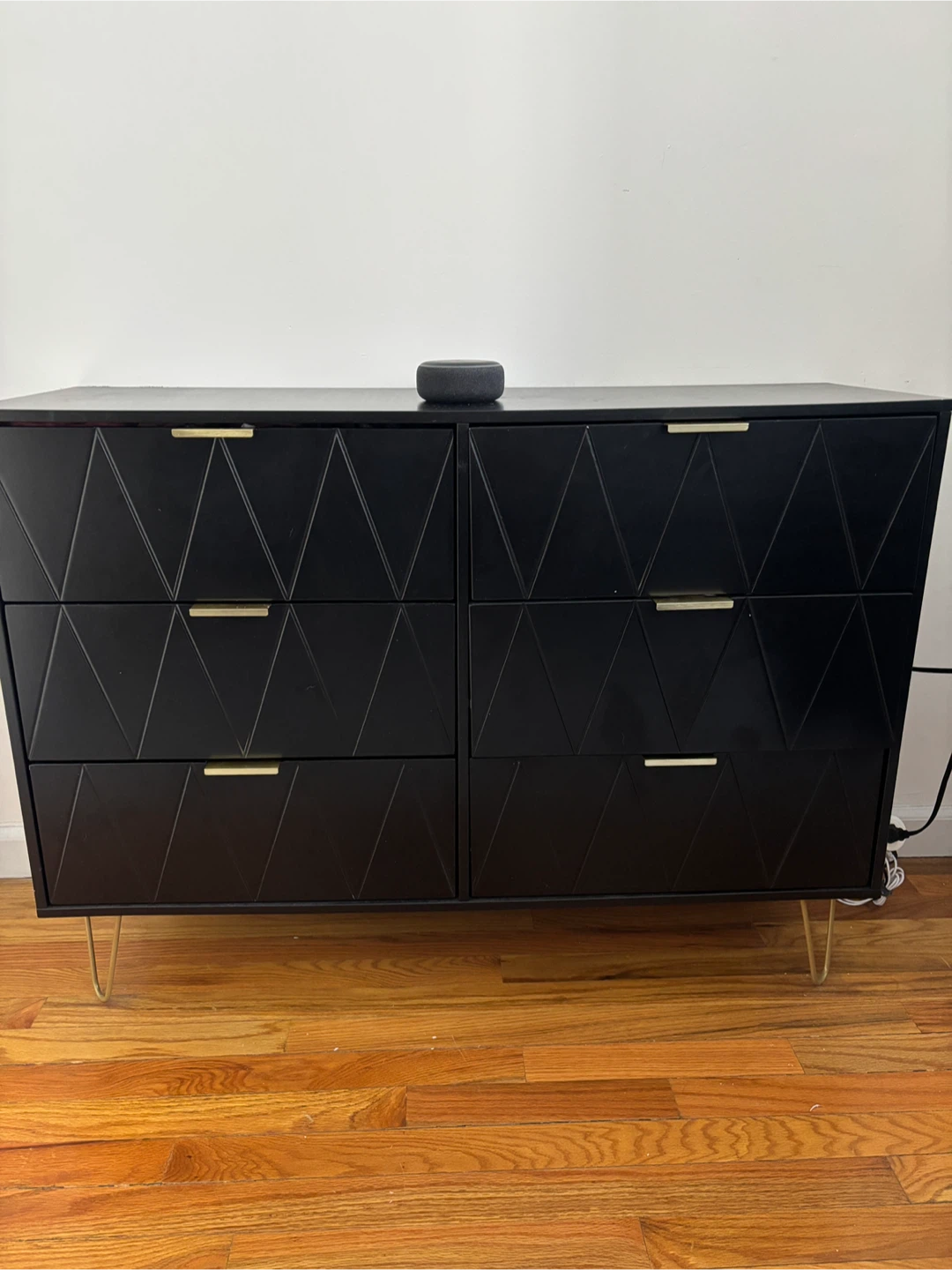 39.4” Black 6- Drawer Dresser Dresser with Gold Legs - photo 2