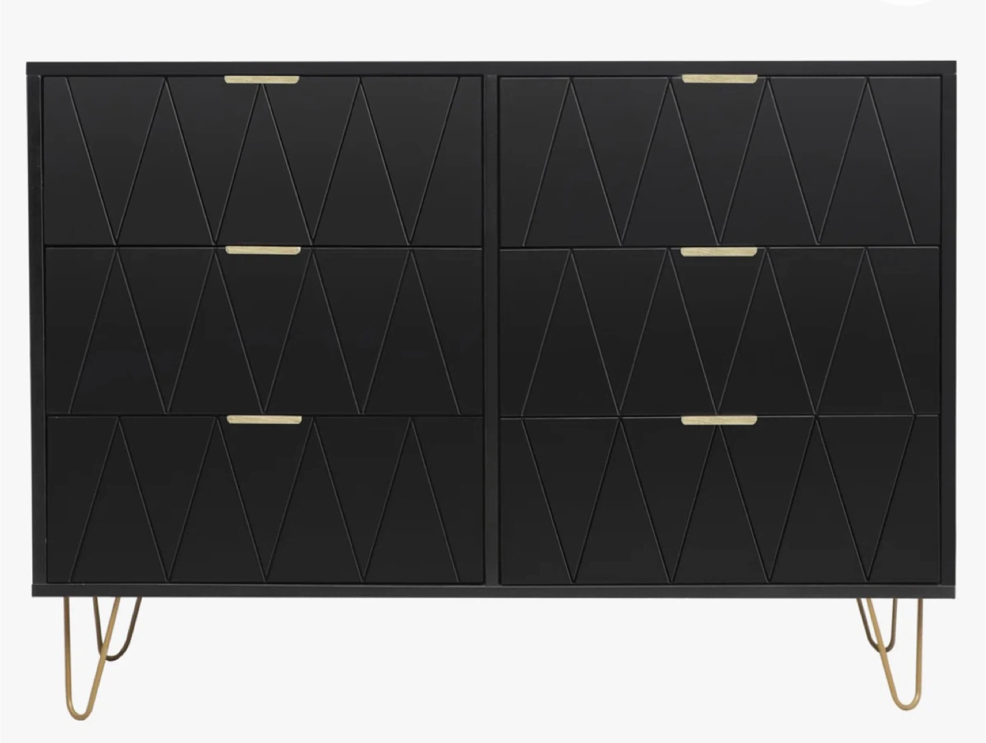 39.4” Black 6- Drawer Dresser Dresser with Gold Legs - photo 5