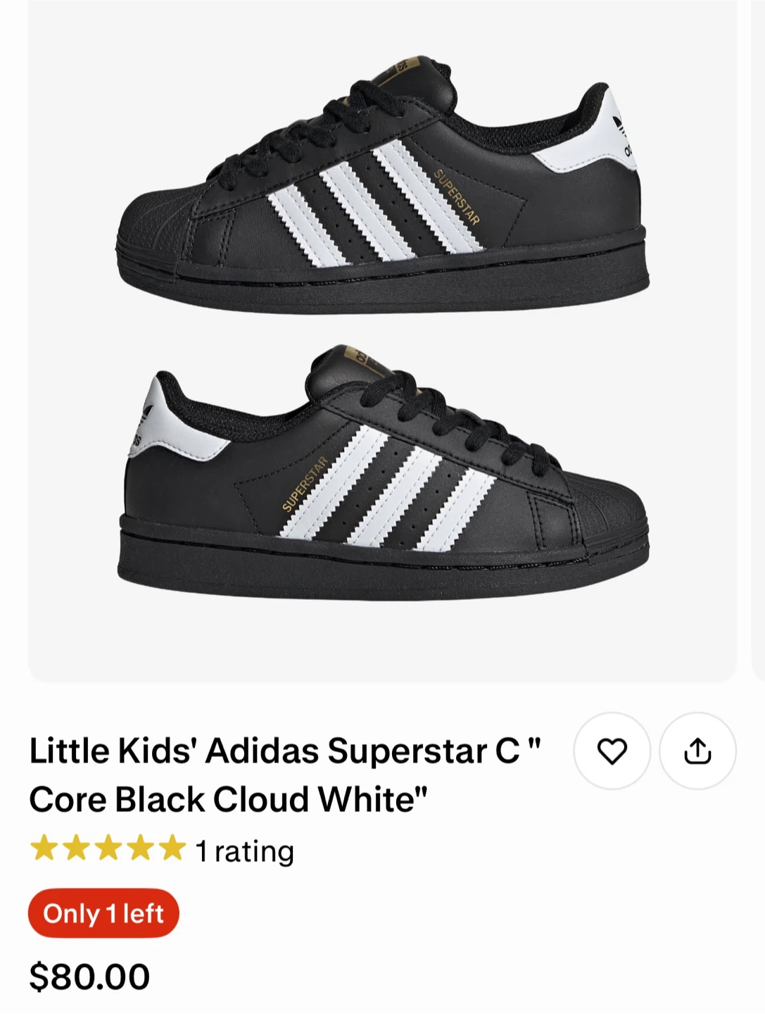 Adidas Superstar C Little Kids' Shoes- Size 1y(7 years old) - photo 3